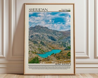 Sheridan Wyoming Wall Art Poster | Bighorn Mountains Art Print| USA Wall Hanging Home Decor