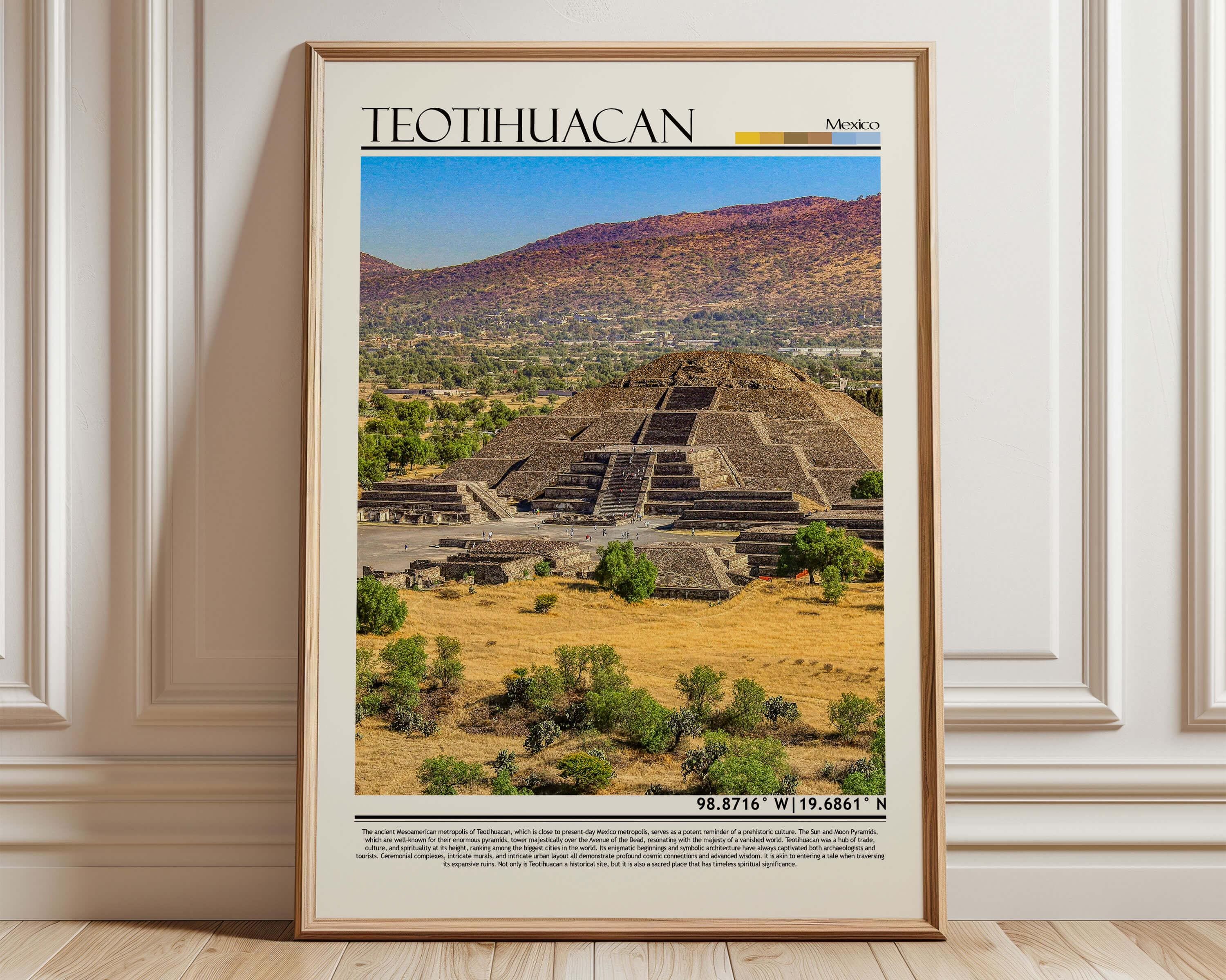 Teotihuacan Mexico Wall Art Print, Pyramid of the Sun Ancient City