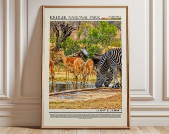 Kruger National Park Wildlife Wall Art print |African Safari Adventure Print |South Africa Gift Artwork| Africa  Wall Hanging Home Decor