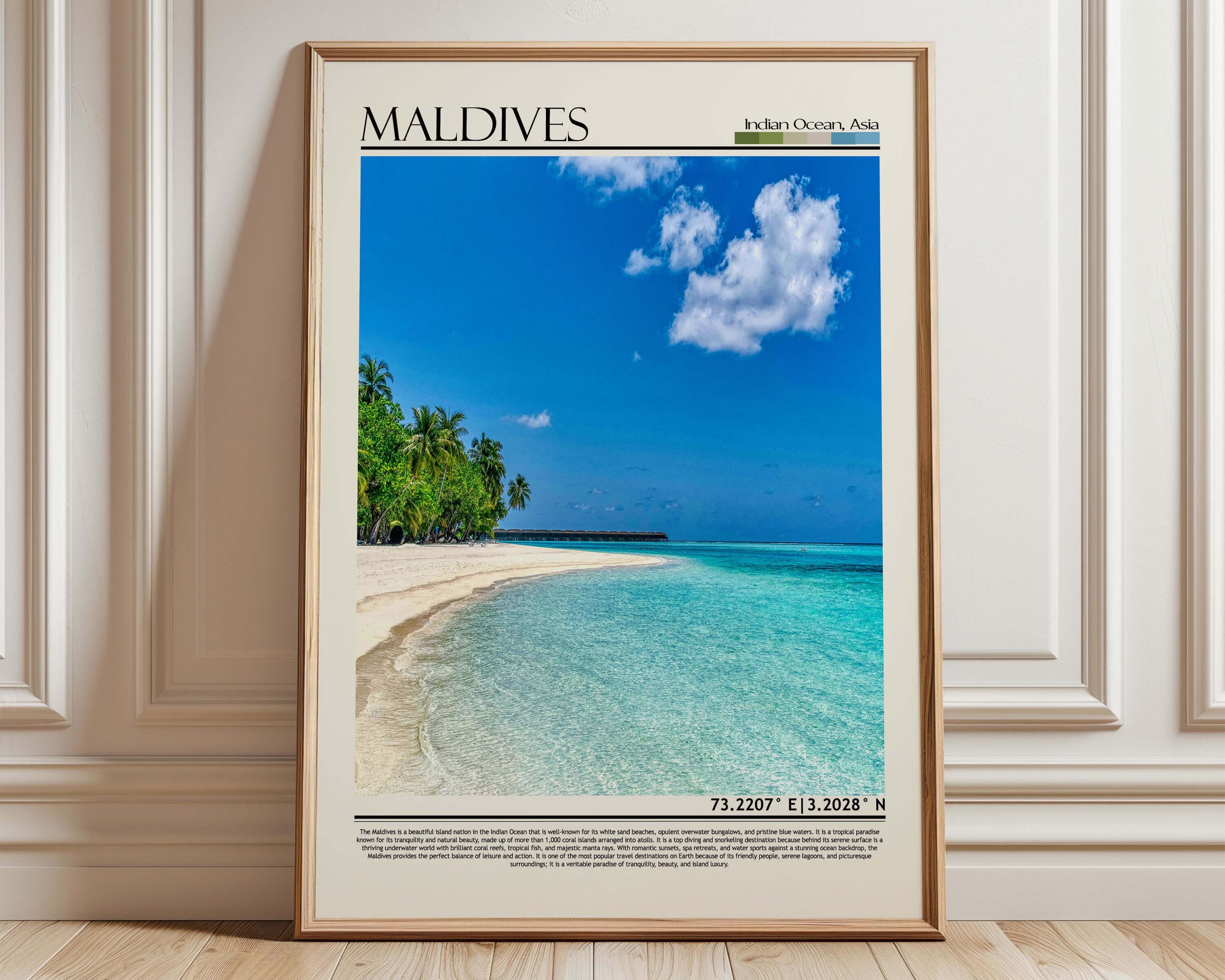 Maldives Beach Poster | Maldives Beach Wall Art| Ocean Home Gift| Asia ...