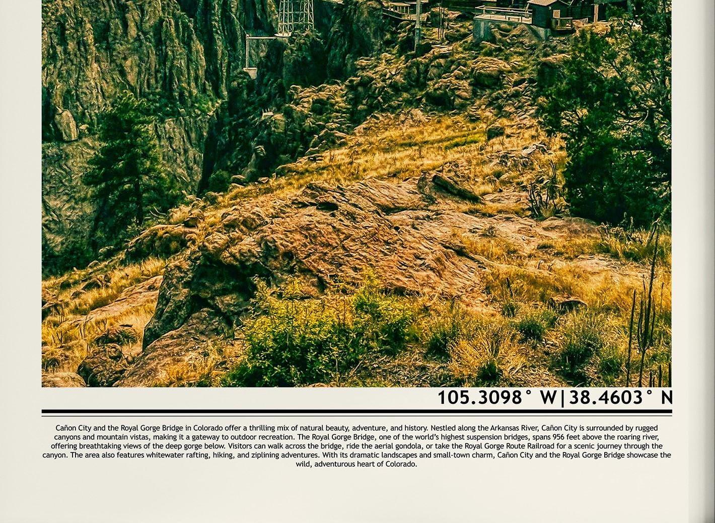 Royal Gorge Bridge Poster Print | Colorado Wall Art | USA Home