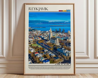 Poster di viaggio di Reykjavik: stampa artistica dell'Islanda, decorazioni per l'Europa