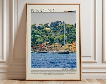 Portofino Travel Poster| Italian Riviera Art Print | Italy Wall Decor