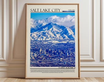 Poster di Salt Lake City / Arte murale dello Utah / Arredamento per la casa negli Stati Uniti