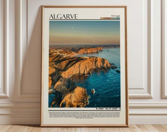Algarve Portugal Coastal Print: Cliffside Ocean View, European Travel Poster