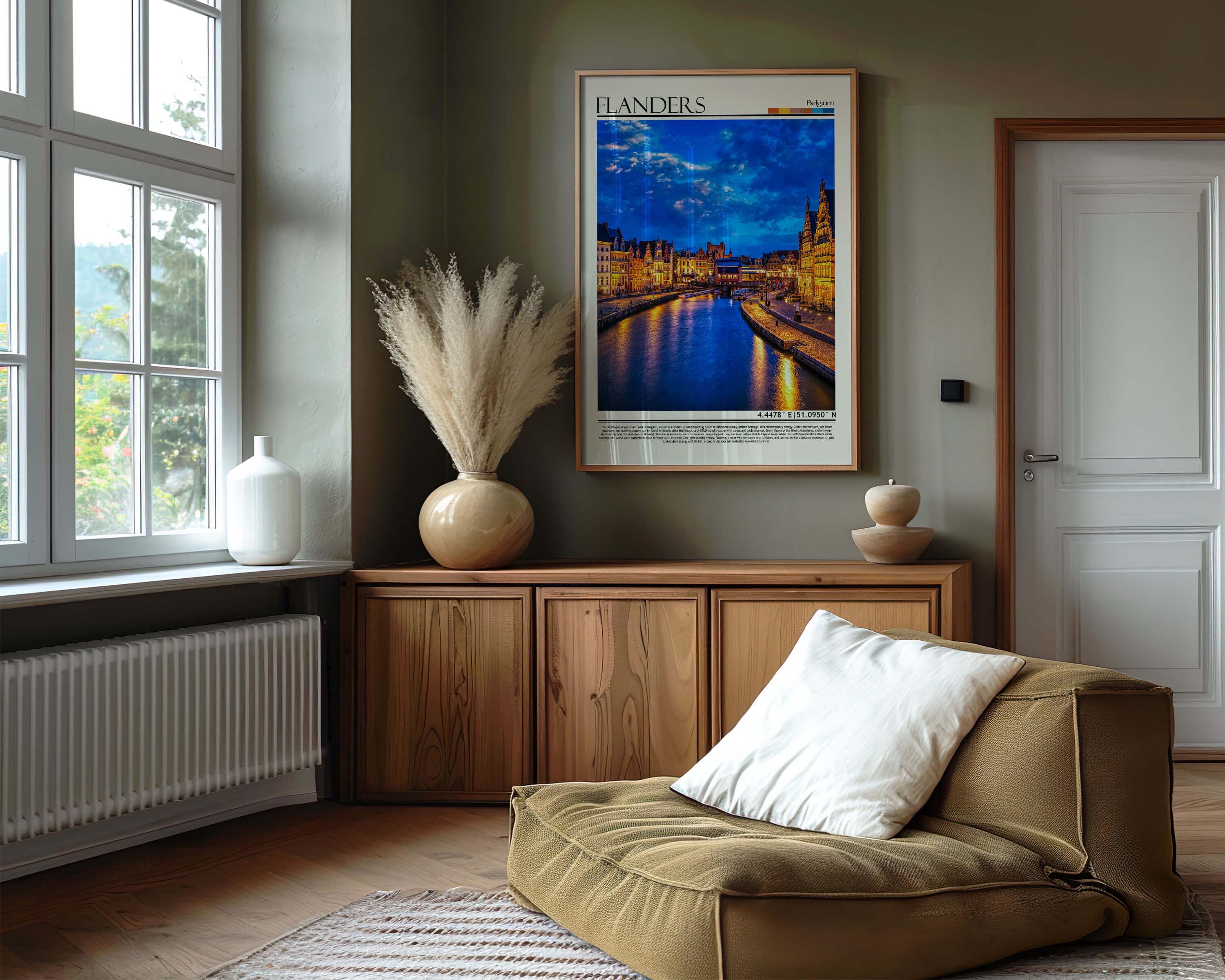 フランダース ベルギー ポスター：トラベルアートプリント、額入り