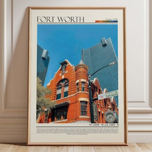 Póster de Fort Worth, Arte mural de Fort Worth, Obra de arte de Fort Worth, Impresión de Fort Worth, Impresión de póster de Fort Worth, Viajes a Fort Worth, Texas/EE. UU.