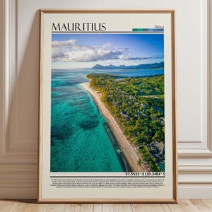 Mauritius Indian Ocean Wall Art Print  | Mauritius Tropical Island Beach Art | Mauritius Landscape Travel Poster | Mauritius  Home Decor
