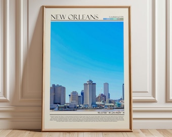 Impresión artística de pared de Nueva Orleans, Luisiana / Póster de viaje de Luisiana / Regalo artístico de Nueva Orleans / Decoración para el hogar de EE. UU.