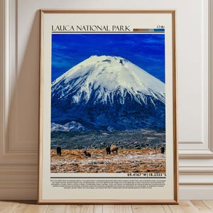 Lauca National Park Chile Art | Chile  Landscape Poster | Chile Andean Nature Print | Wildlife & Mountain Decor
