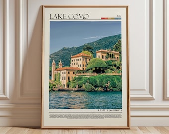 Muurkunst aan het Comomeer, Italië | Landschapskunst Villa del Balbianello| Kunstafdruk Comomeer