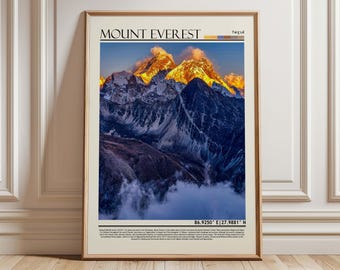 ヴィンテージネパール地図プリント - エベレスト登山ルートと