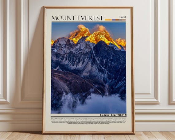 NEPAL HIMALAYA & THE ALPS 写真集 Mount Everest Nepal Summit Art |himalayan Mountain Range Poster