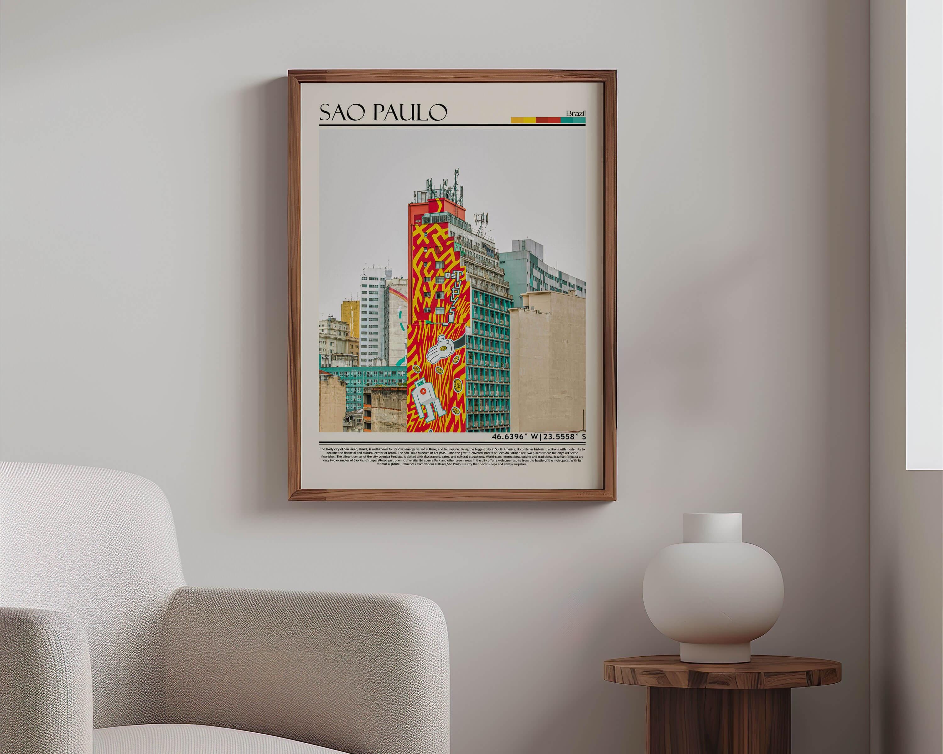 Sao Paulo Wall Art, Sao Paulo Poster, Sao Paulo Travel Poster, Sao 