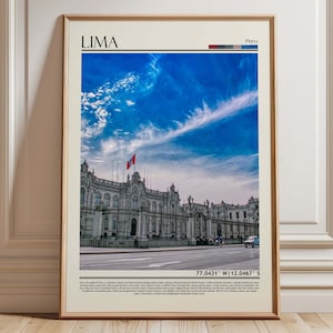Lima Peru Wall  Art | Peru Historic Cityscape Poster | South America Travel Print | South America Home Decor