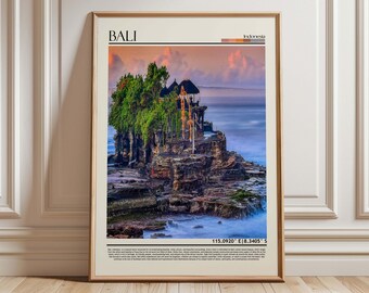 Bali Indonesia Wall Art Print | Bali  Poster | Bali Ancient Architecture & Coastal Landscape| Indonesia Travel Print