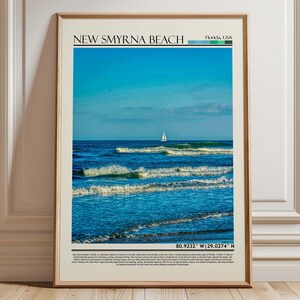 New Smyrna Beach Florida Wall Art Print | New Smyrna Beach Travel Print Poster| Florida Gift Art| USA Wall Hanging Home Decor