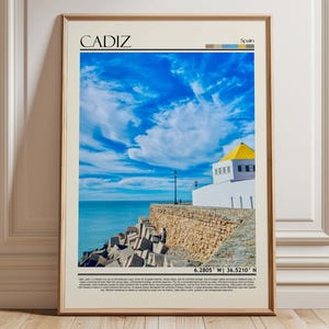 Cadiz  Spain Wall Art Poster |Cadiz  Travel Print Art| Spain  Gift Artwork| Europe Wall Hanging Home Decor