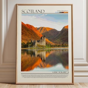 Scottish Highlands Landscape Wall Art, Scotland Travel Poster, Mountain Scenery Print, Home Decor Gift