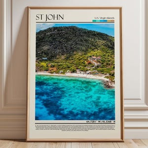 St. John US Virgin Islands Wall Art Poster |St. John Travel Print Art| U.S Virgin Islands Gift Artwork| Caribbean Wall Hanging Home Decor