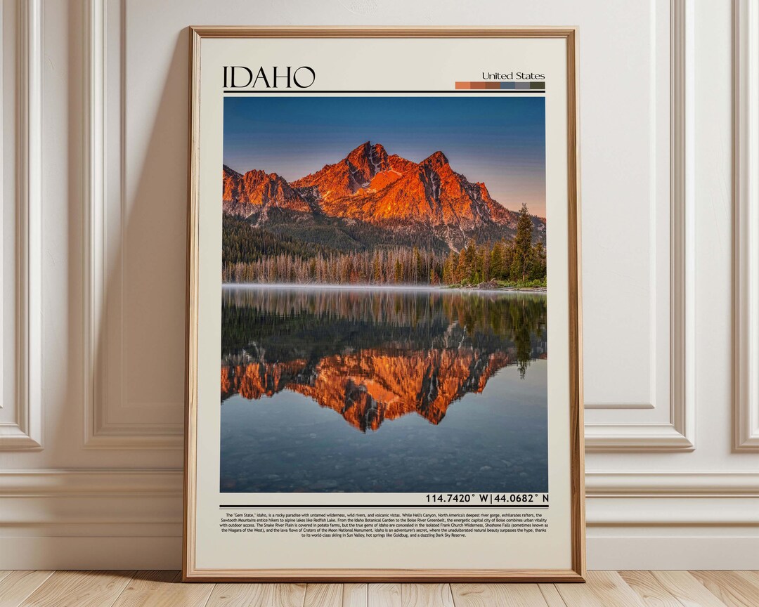 Idaho Map Art Print: Modern Travel Poster, State Decor - Etsy