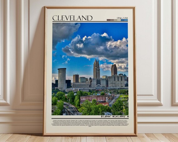 Cleveland Ohio Skyline Poster | Cityscape Wall Art | Ohio Travel