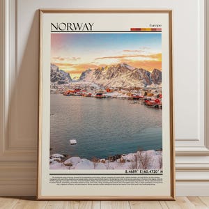 Norway Lofoten Islands Winter Art | Norway  Mountains Poster | Nordic Travel Print | Norway Home Decor