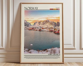 Norway Lofoten Islands Winter Art | Norway  Mountains Poster | Nordic Travel Print | Norway Home Decor