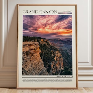 Grand Canyon  Art | Arizona Desert Landscape  Poster | USA National Park Print | Rustic Decor