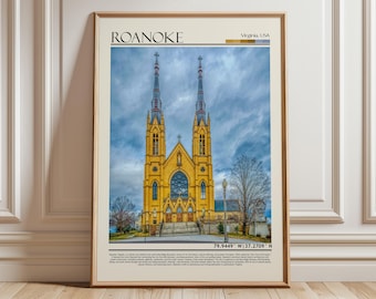 Plakat ścienny Roanoke | Grafika artystyczna Virginia | USA Wisząca dekoracja ścienna do domu