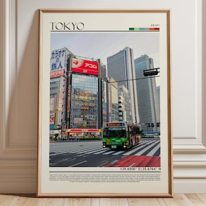 Tokyo Japan Street View Wall Art, Japan Urban Cityscape Print, Modern Japanese Travel Poster, Home Decor Gift