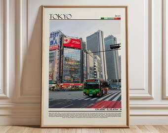 Tokyo Japan Street View Wall Art, Japan Urban Cityscape Print, Modern Japanese Travel Poster, Home Decor Gift