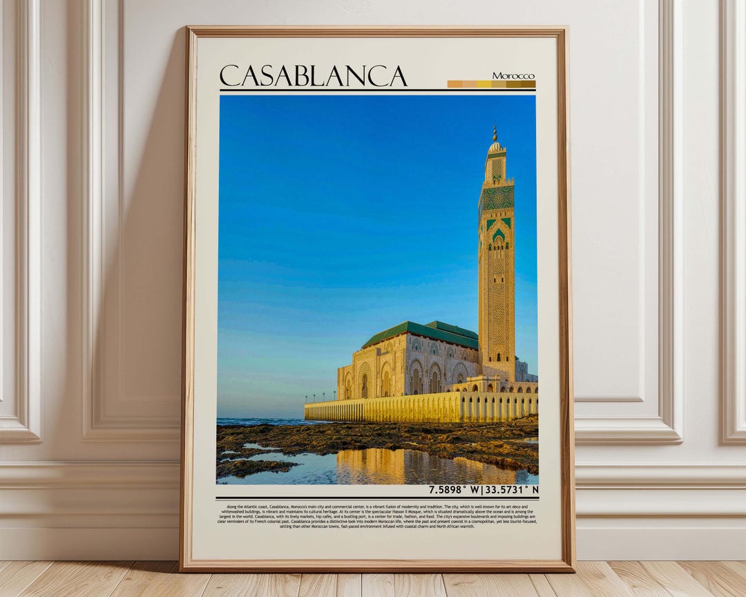 Casablanca Morocco Art | Hassan II Mosque Poster | Casablanca