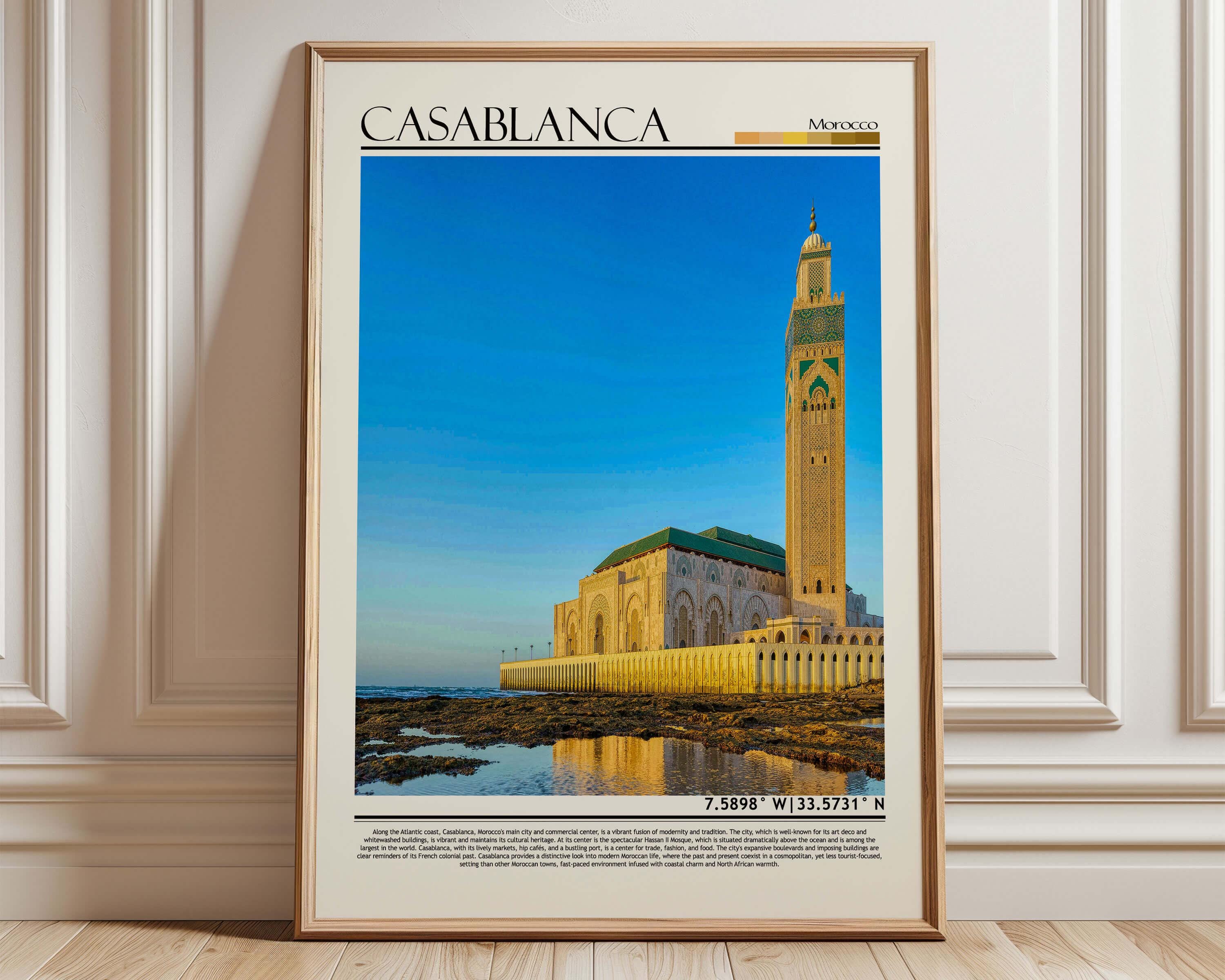 Casablanca Morocco Art | Hassan II Mosque Poster | Casablanca