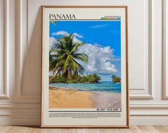 Panama Tropical Beach Paradise Art | Panama-poster | Reisafdruk Midden-Amerika | Vakantiedecoratie Panama-eiland