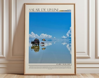 Salar de Uyuni Bolivia Wall Art Poster |Salar de Uyuni Travel Print Art| Bolivia Gift Artwork| South America Wall Hanging Home Decor