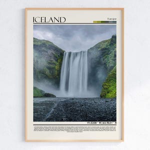 Art mural d'Islande, affiche de voyage d'Islande, photo d'Islande, impression d'affiche d'Islande, décoration d'Islande, Islande/Europe