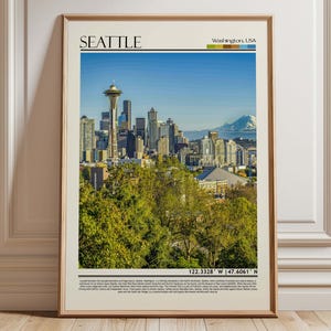 Seattle Washington Travel Poster Print, Washington State Poster, Seattle Wall Art Print, Seattle Photo, Washington Artwork, USA