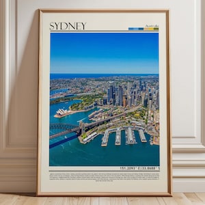 Sydney Australia Wall Art Print, Opera House Harbour Bridge, Iconic Cityscape Photography, Modern Home Decor
