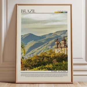 Brazil Minas Gerais Art |Brazil  Landscape Poster | Brazil Print | South America Travel Decor | Brazil Travel Gift