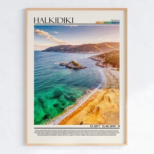 Halkidiki Greece Travel Poster| Greece Wall Art Print| Greek Coastal Decor| Mediterranean Landscape Gift| Europe