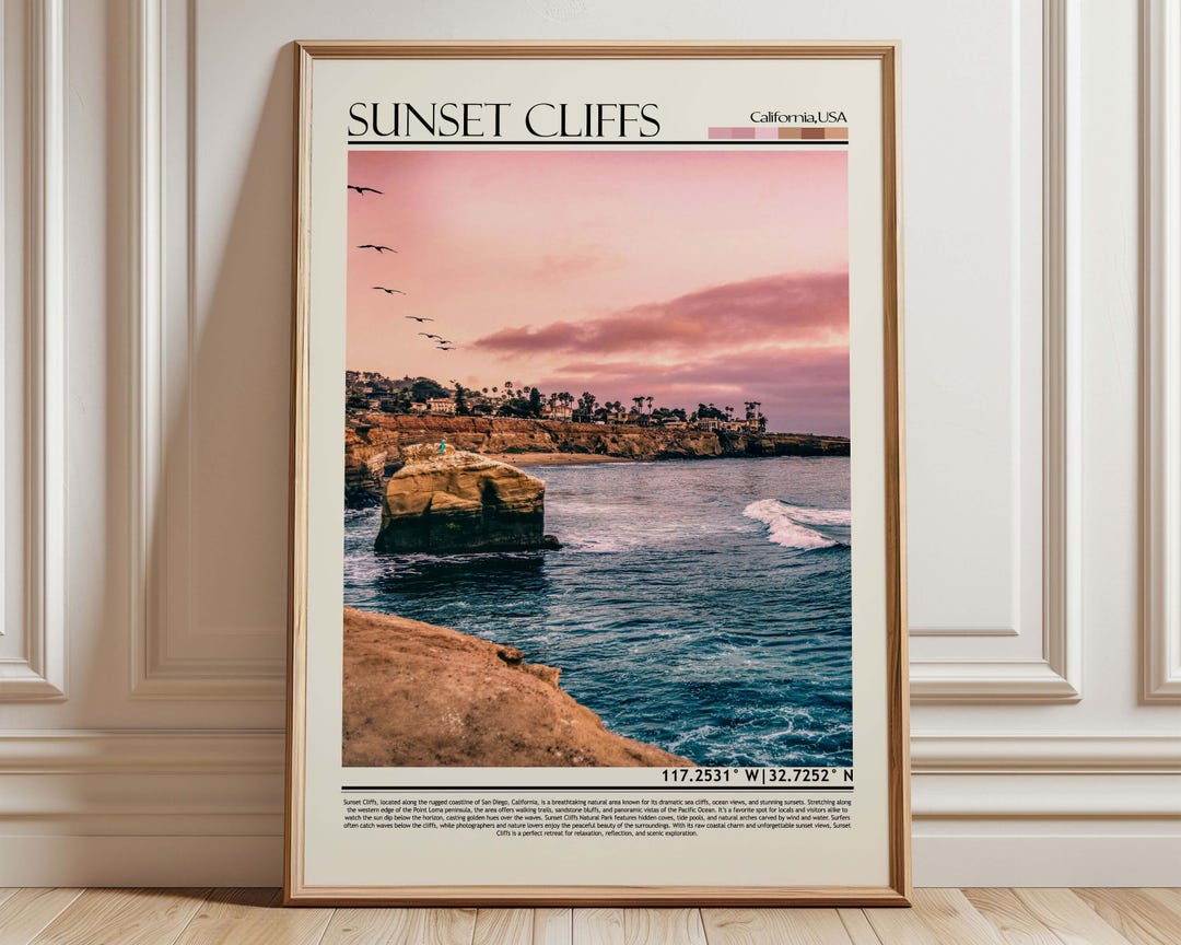 Sunset Cliffs San Diego Wall Art Poster |sunset Cliffs San Diego Travel ...
