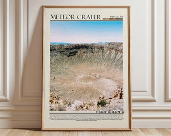 Pôster da Cratera de Meteoro | Impressão de Arte de Parede do Arizona | Decoração de Parede para Casa nos EUA