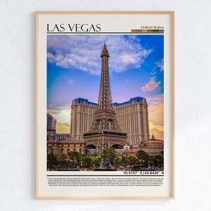 Muurkunst Las Vegas | Las Vegas-poster | Reisafdruk Nevada | Woondecoratie Nevada | VS
