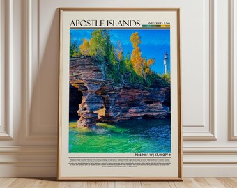 Apostle Islands  Poster Art | Wisconsin Art Print | USA Wall Hanging Home Decor