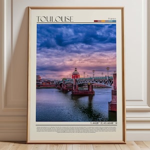 Toulouse France Wall Art Print, Toulouse France Travel, French River Bridge Photography, Europe Travel Poster