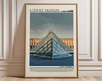 ルーブル美術館（パリ）旅行ポスター、ガラスのピラミッド、フランス