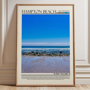 Hampton Beach NH Wall Art | New Hampshire Coastal Print | Ocean Landscape Poster | Beach Travel Decor | East Coast Beach