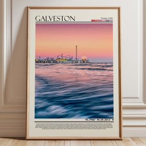 Galveston Texas Pier Art | Texas Poster | Galveston Travel Print | Galveston Travel| USA Home Decor