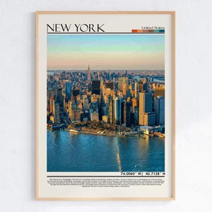 Impression d'art mural sur les toits de la ville de New York | Affiche de voyage à New York | Décoration de paysage urbain new-yorkais| Décoration d'intérieur États-Unis